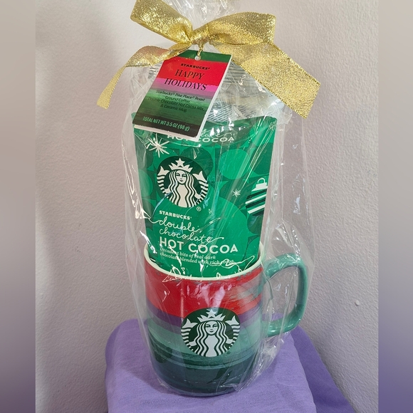 Starbucks 2021 Holiday Gift Set Coffee Hot Cocoa & 15 oz Brushstroke Mug New - Picture 1 of 9